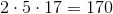 2\cdot 5\cdot 17=170
