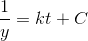 \frac{1}{y}=kt+C