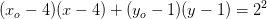 (x_o-4)(x-4)+(y_o-1)(y-1)=2^2
