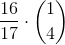 \frac{16}{17}\cdot \binom{1}{4}