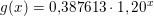\small g(x)=0{,}387613\cdot 1,20^x