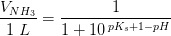 \frac{V_{NH_3}}{1\; L}=\frac{1}{1+10^{\, pK_s+1-pH}}