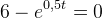 6-e^{0,5t}=0