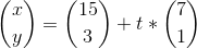 \binom{x}{y}=\binom{15}{3}+t*\binom{7}{1}