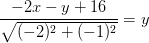 \frac{-2x-y+16}{\sqrt{(-2)^2+(-1)^2}}=y