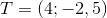T=(4;-2,5)