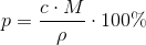 p=\frac{c\cdot M}{\rho }\cdot 100\%