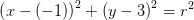 \left (x-(-1) \right )^2+\left (y-3 \right )^2=r^2