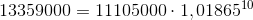 13359000=11105000\cdot 1,01865^{10}