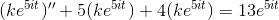 (ke^{5it})''+5(ke^{5it})+4(ke^{5it})=13e^{5it}