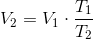 V_2=V_1\cdot \frac{T_1}{T_2}