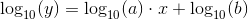 \log_{10}(y)=\log_{10}(a)\cdot x+\log_{10}(b)