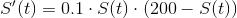 S'(t)=0.1\cdot S(t)\cdot (200-S(t))