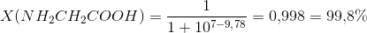 X(NH_2CH_2COOH)=\frac{1}{1+10^{7-9{,}78}}=0{,}998=99{,}8\%