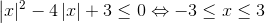 \left | x |^2-4\left | x \right |+3\leq 0\Leftrightarrow-3\leq x\leq 3