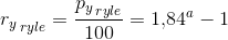 {r_y}_{\, ryle}=\frac{{p_y}_{\, ryle}}{100}=1{,}84^a-1