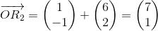 \overrightarrow{OR_2}=\begin{pmatrix} 1\\-1 \end{pmatrix}+ \begin{pmatrix} 6\\2 \end{pmatrix}=\begin{pmatrix} 7\\1 \end{pmatrix}