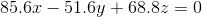85.6x-51.6y+68.8z=0