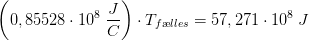 \left ( 0,85528 \cdot 10^8\; \frac{J}{C}\right )\cdot T_{f\ae lles}=57,271\cdot 10^8\; J