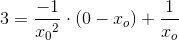 3=\frac{-1}{x{_{0}}^{2}}\cdot (0-x_o)+\frac{1}{x_o}