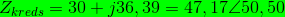 Z_{kreds}=30+j36,39=47,17\angle 50,50