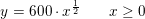 \small y=600\cdot x^{ \frac{1}{2} }\; \; \; \; \; \; \; x\geq 0