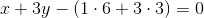x+3y-(1\cdot 6+3\cdot 3)=0
