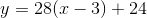 y=28(x-3)+24