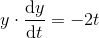 y\cdot \frac{\mathrm{d} y}{\mathrm{d} t}=-2t