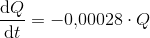 \frac{\mathrm{d} Q}{\mathrm{d} t}=-0{,}00028\cdot Q