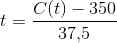 t=\frac{C(t)-350}{37{,}5}