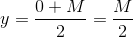 y=\frac{0+M}{2}=\frac{M}{2}