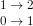\begin{matrix} 1 \to2 \\ 0\rightarrow 1 \end{matrix}