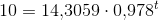10=14{,}3059\cdot 0{,}978^t