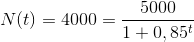 N(t)=4000=\frac{5000}{1+0,85^t}