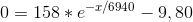 0=158*e^{-x/6940}-9,80