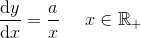 \frac{\mathrm{d} y}{\mathrm{d} x}=\frac{a}{x}\; \; \; \; \; x\in\mathbb{R}_+