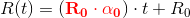 R(t)=\left (\mathbf{\color{Red} R_0\cdot \alpha_0} \right ) \cdot t+R_0