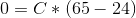 0 = C*(65-24)