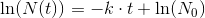\ln(N(t))=-k\cdot t+\ln(N_0)
