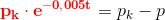 \mathbf{\color{Red} p_k\cdot e^{-0{,}005t}}=p_k-p