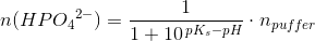 n(HP{O_4}^{2-})=\frac{1}{1+10^{\, pK_s-pH}}\cdot n_{puffer}