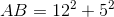 AB=12^{2}+5^{2}