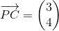 \overrightarrow{PC}=\begin{pmatrix} 3\\4 \end{pmatrix}