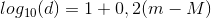 log_{10}(d)=1+0,2(m-M)