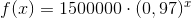 f(x)=1500000\cdot(0,97)^x