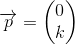 \overrightarrow{p}=\begin{pmatrix} 0\\k \end{pmatrix}