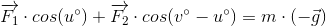 \overrightarrow{F_1}\cdot cos(u^{\circ})+\overrightarrow{F_2}\cdot cos(v^{\circ}-u^{\circ})=m\cdot \left ( -\vec{g} \right )