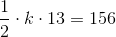 \frac{1}{2}\cdot k\cdot 13=156