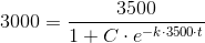 3000=\frac{3500}{1+C\cdot e^{-k\cdot 3500\cdot t}}